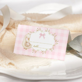 Silly Goose Pink Gingham baby shower Platzkarte