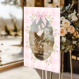 Silly Goose Pink Gingham Baby Shower Welcome Acrylschild