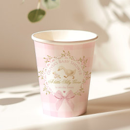 Silly Goose Pink Gingham Bow Baby Shower Pappbecher
