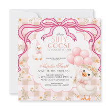Silly Goose Pink Gingham Daisy Bow Baby Shower