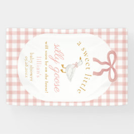 Silly Goose Pink Gingham Girl Baby Shower Banner