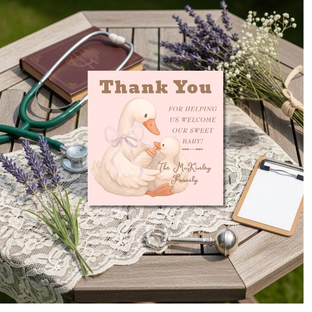 Silly Goose Pink Labor  Delivery NICU Hospital    Dankeskarte (Silly Goose Pink Labor Delivery NICU Hospital Thank You Card)