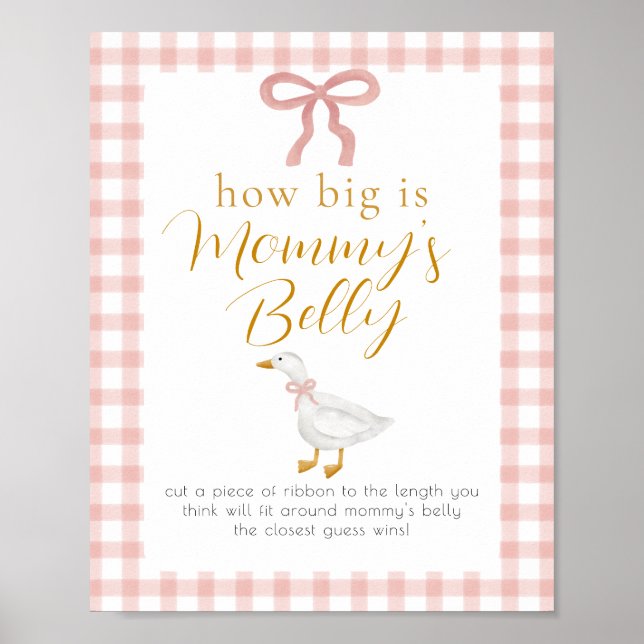 Silly Goose Rosa Gingham-Bauchmessspiel-Schild Poster (Vorne)