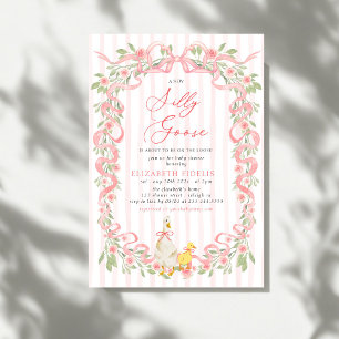 Silly Goose Rosa Schleife Florale Rosen Baby Show Einladung