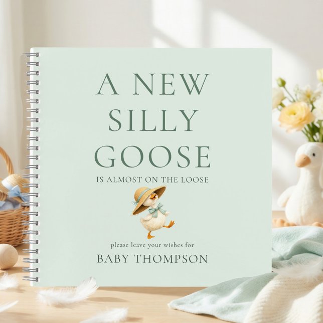 Silly Goose Sage Baby Shower Guest Book Notizbuch (Von Creator hochgeladen)