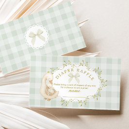Silly Goose Sage  Bow Gingham Diaper raffle ticket Begleitkarte