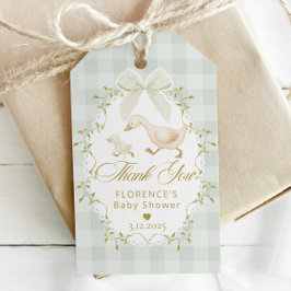 Silly Goose Sage Gender Neutral Gingham Thank you Geschenkanhänger
