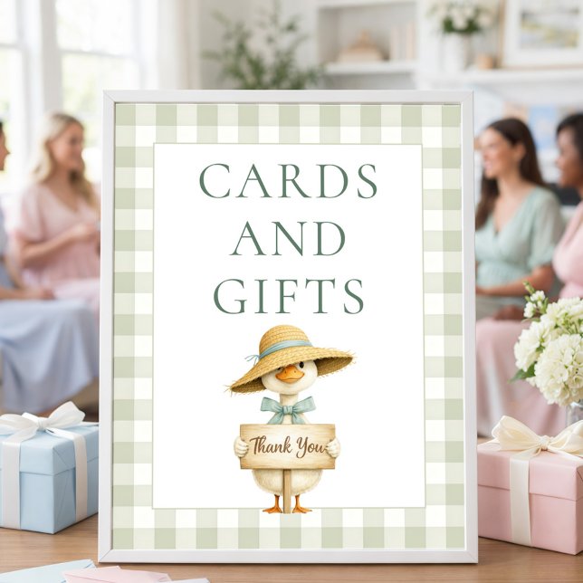 Silly Goose Sage Gingham Cards Gifts Baby Shower Poster (Von Creator hochgeladen)