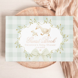 Silly Goose Sage Gingham Whimsical Baby Shower Gästebuch