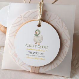 Silly Goose Sage Green Gender Neutral Baby Shower Geschenkanhänger