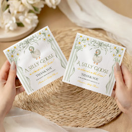 Silly Goose Sage Green Gender Neutral Baby Shower Serviette