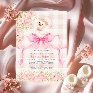 Silly Goose Sweetie Goose Pink Gingham Baby Shower Einladung