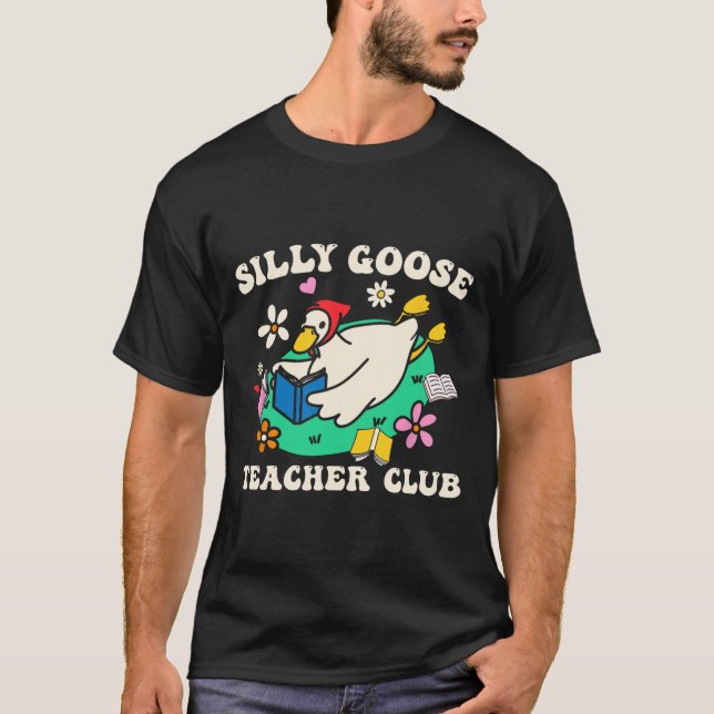 Silly Goose Teacher Club Retro Groovy Teacher Back T-Shirt (Vorderseite)