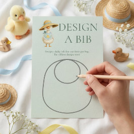 Silly Goose Teal Design Bib Baby Shower Game Card Einladung