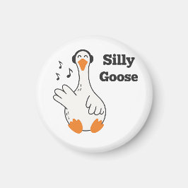Silly Goose Wearing Headphones – Cute Funny Goose Magnet