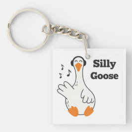 Silly Goose Wearing Headphones – Cute Funny Goose Schlüsselanhänger