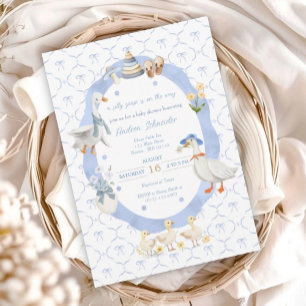 Silly Goose Whimsical Bow Baby Boy Shower Einladung