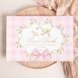 Silly Goose Whimsical Gingham Baby girl Shower Gästebuch