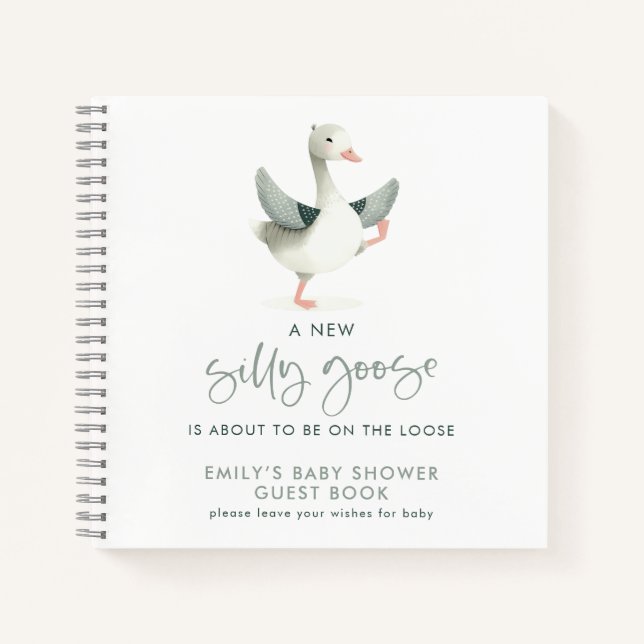 Silly Goose Wishes for Baby Shower Guest Book Notizbuch (Vorderseite)