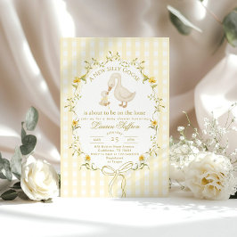 Silly Goose Yellow Gender neutral Bow Baby Shower Einladung