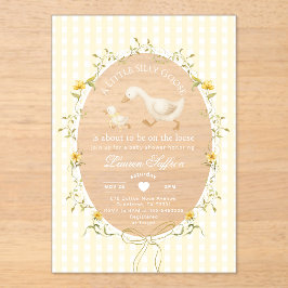 Silly Goose Yellow Gingham Baby Shower Acryleinladungen