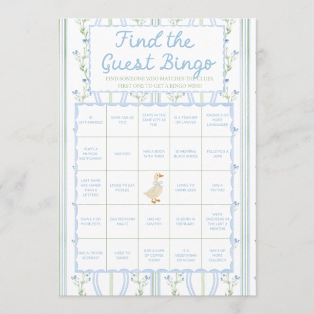 Silly Little Goose Baby Shower Game (Vorderseite)