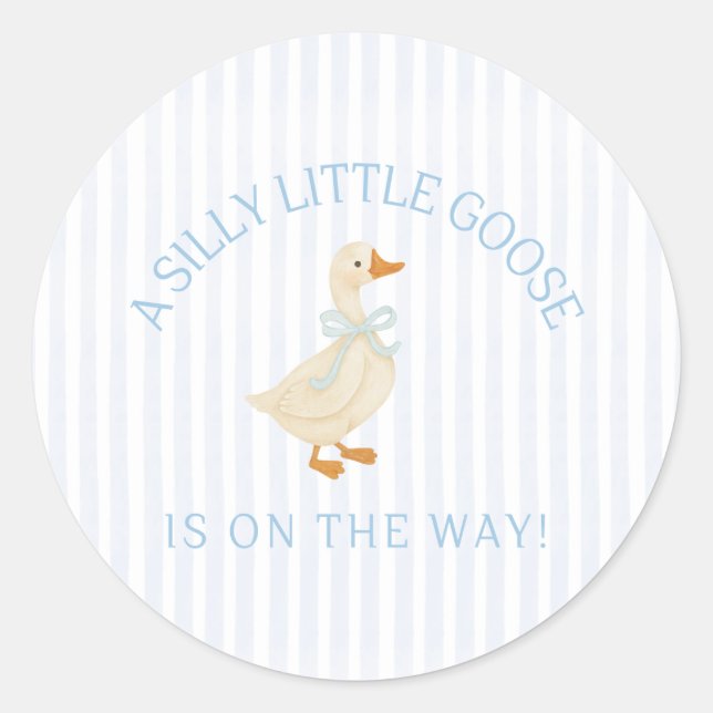 Silly Little Goose Baby Shower  Runder Aufkleber (Vorderseite)