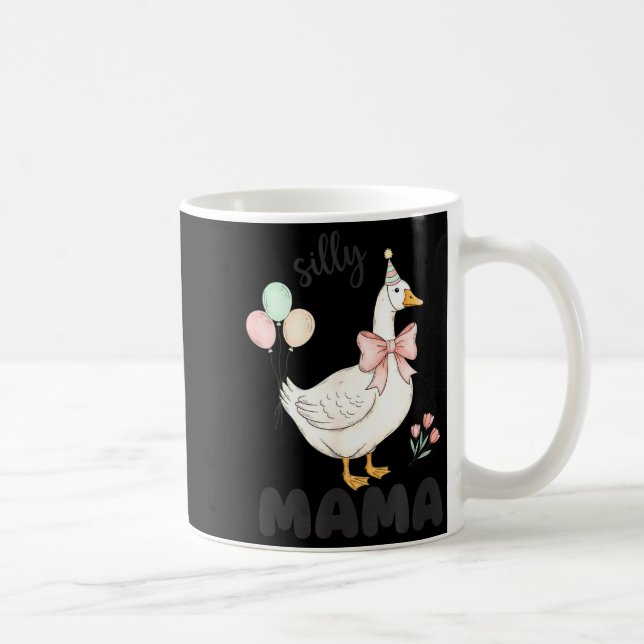 Silly Mama Goose Mom Birthday Party Family Matchin Kaffeetasse (Rechts)