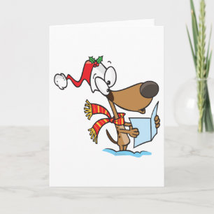 silly puppy singing xmas carols cartoon feiertagskarte