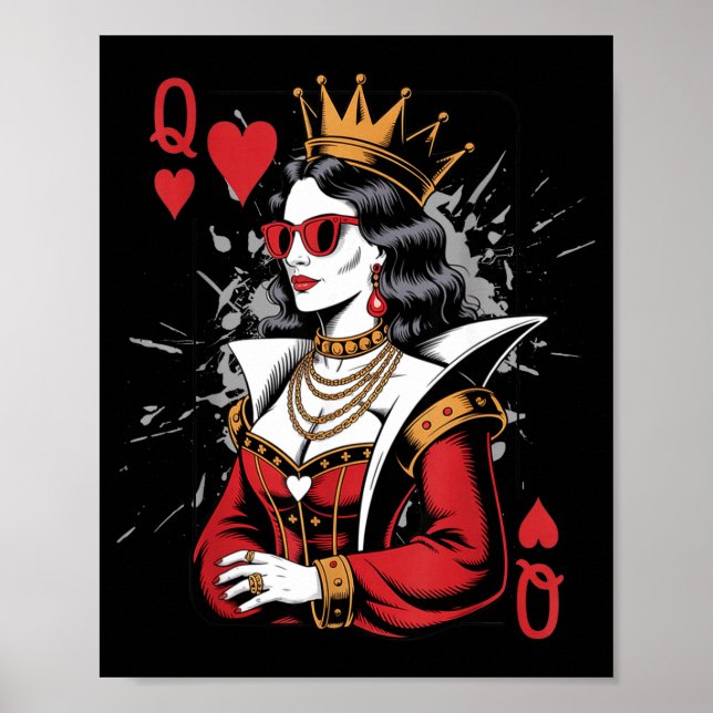 Silly Queen Valentines Hearts Card Poster (Vorne)