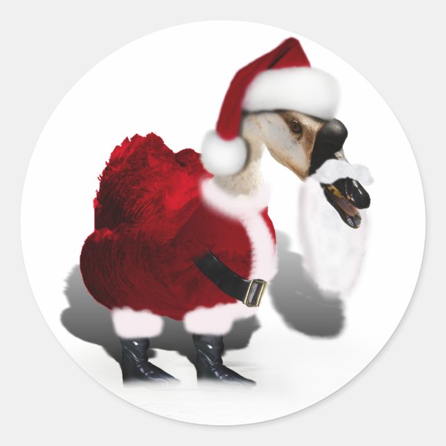 Silly Santa Goose - A Web Footed Christmas Runder Aufkleber (Vorderseite)