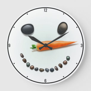 Silly Snowman Face Winter Holiday Custom Christmas Große Wanduhr
