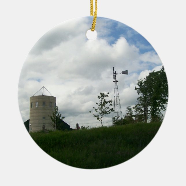Silo-und Windmühlen-Verzierung Keramikornament (Vorne)