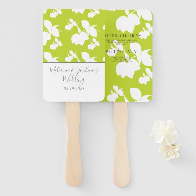 Silohuette Lemon Lime Green Wedding Fächer (Vorne und Hinten)
