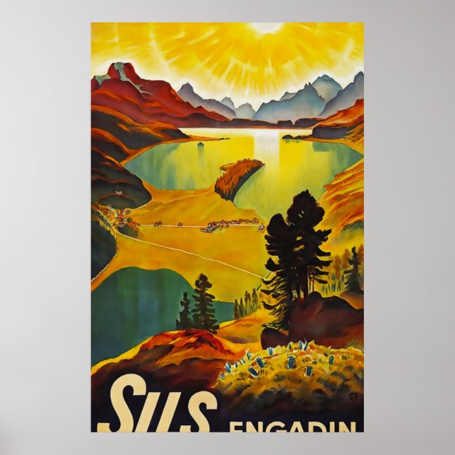 Sils Engadin Vintage Reise Poster (Vorne)