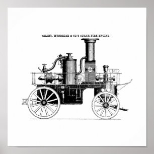 Silsby 1858 Dampffeuer-Motor Poster