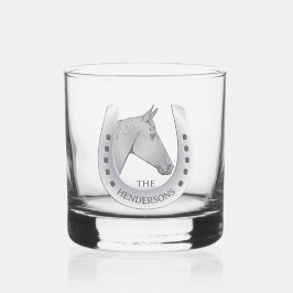 Siluesterhase und HufeisenEmblem Personalisiert Whiskyglas