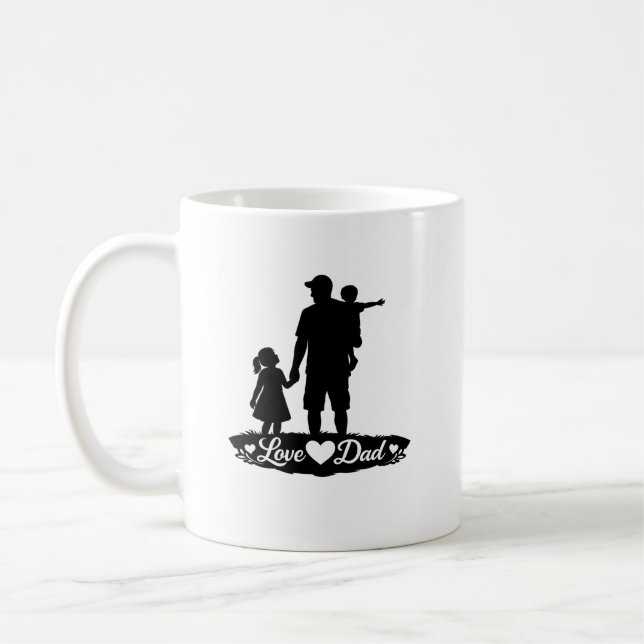 Siluet-Vatertag-Familiengrafik Kaffeetasse (Links)