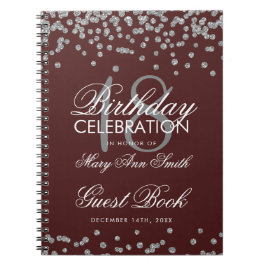 Silver 18. Geburtstag Gästebuch Confetti Burgund Notizblock
