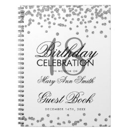 Silver 18. Geburtstag Gästebuch Glitzer Confetti Notizblock