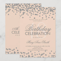 Silver 18. Geburtstag Glitzer Confetti Rose Rosa