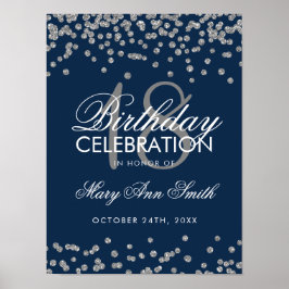 Silver 18. Geburtstag Imitat Glitzer Confetti Mari Poster