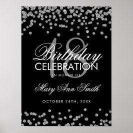 Silver 18. Geburtstag Imitate Glitzer Confetti Bla Poster