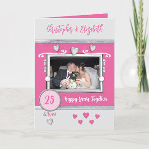 Silver 25. Jubiläum fügen Foto-Namen pink Karte
