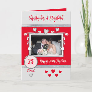 Silver 25. Jubiläum fügen Foto-Namen rot Karte