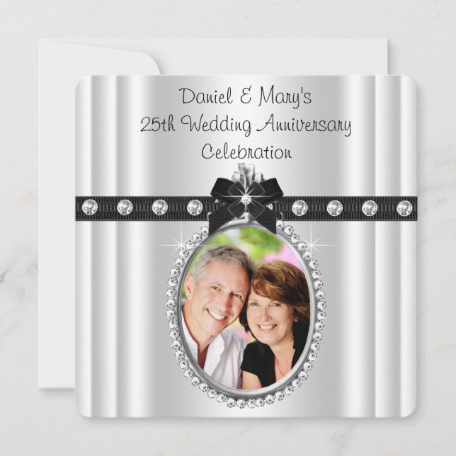 Silver 25. Silver Anniversary Party Einladung (Vorderseite)