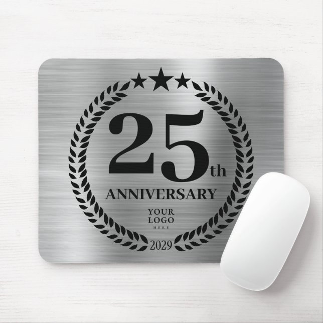 Silver 25 th Business Logo Jubiläum Mousepad (Mit Mouse)