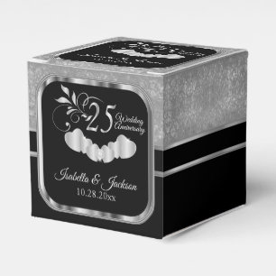 Silver 25 th Wedding Anniversary Fvor Box Geschenkschachtel