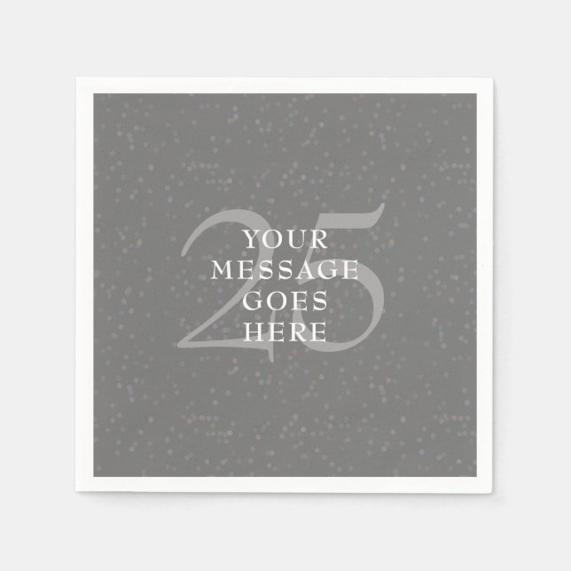 Silver 25. Wedding Anniversary Confetti Elegant Serviette (Vorderseite)