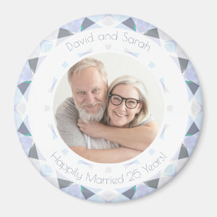 Silver 25. Wedding Anniversary Keepake-Geschenk Magnet